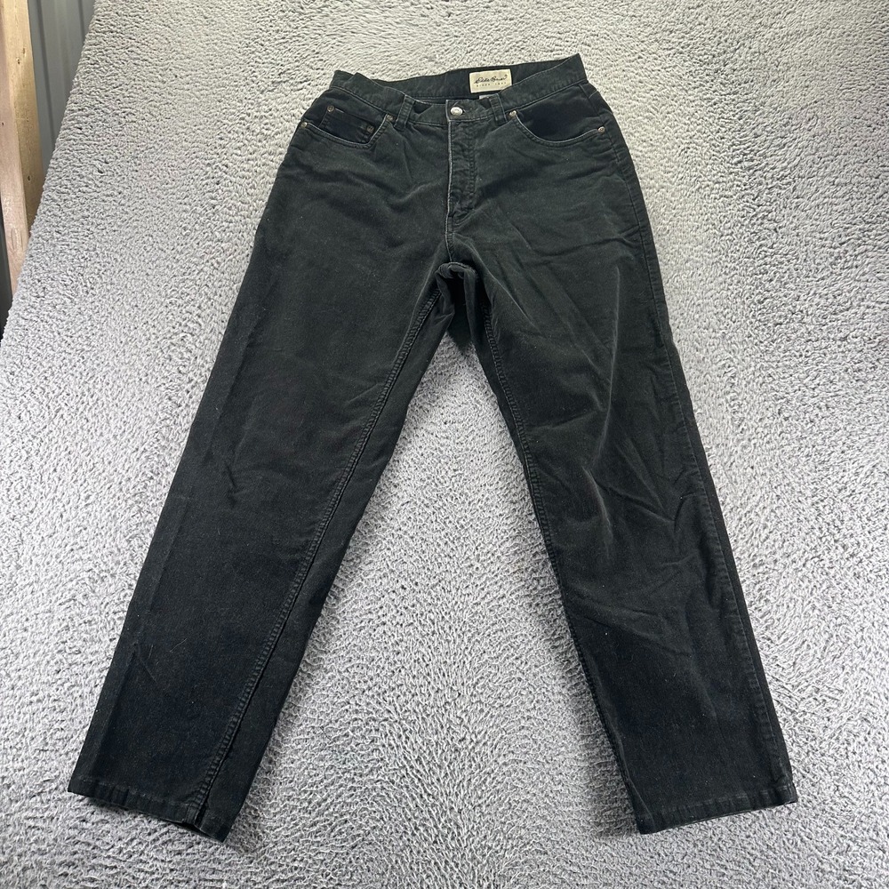 Eddie Bauer Pants Women's 10 Black Corduroy Chino Straight Leg Preppy Career